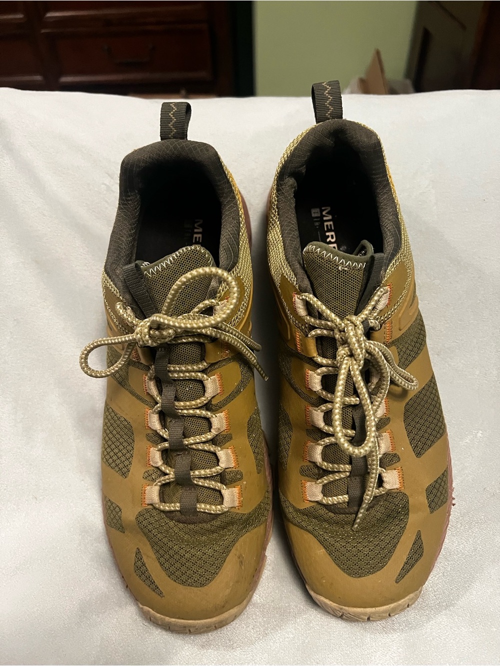 Merrell Men's Olive and Tan Trail Running Shoes